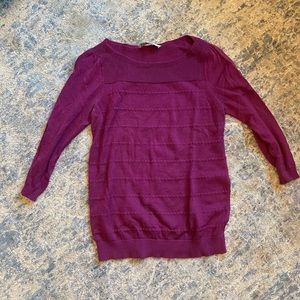 LOFT Purple Sweater with Detailed Stitching